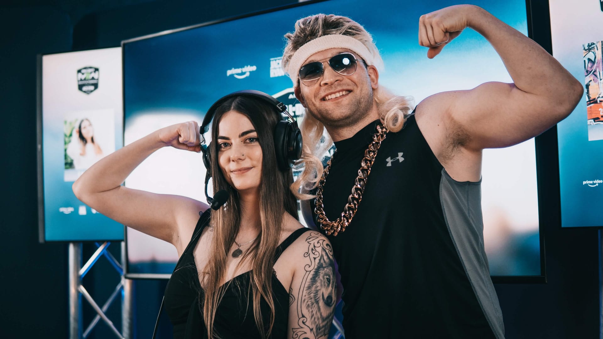 Creators posing at the Prime Video Jack Ryan Call of Duty Invitational activation