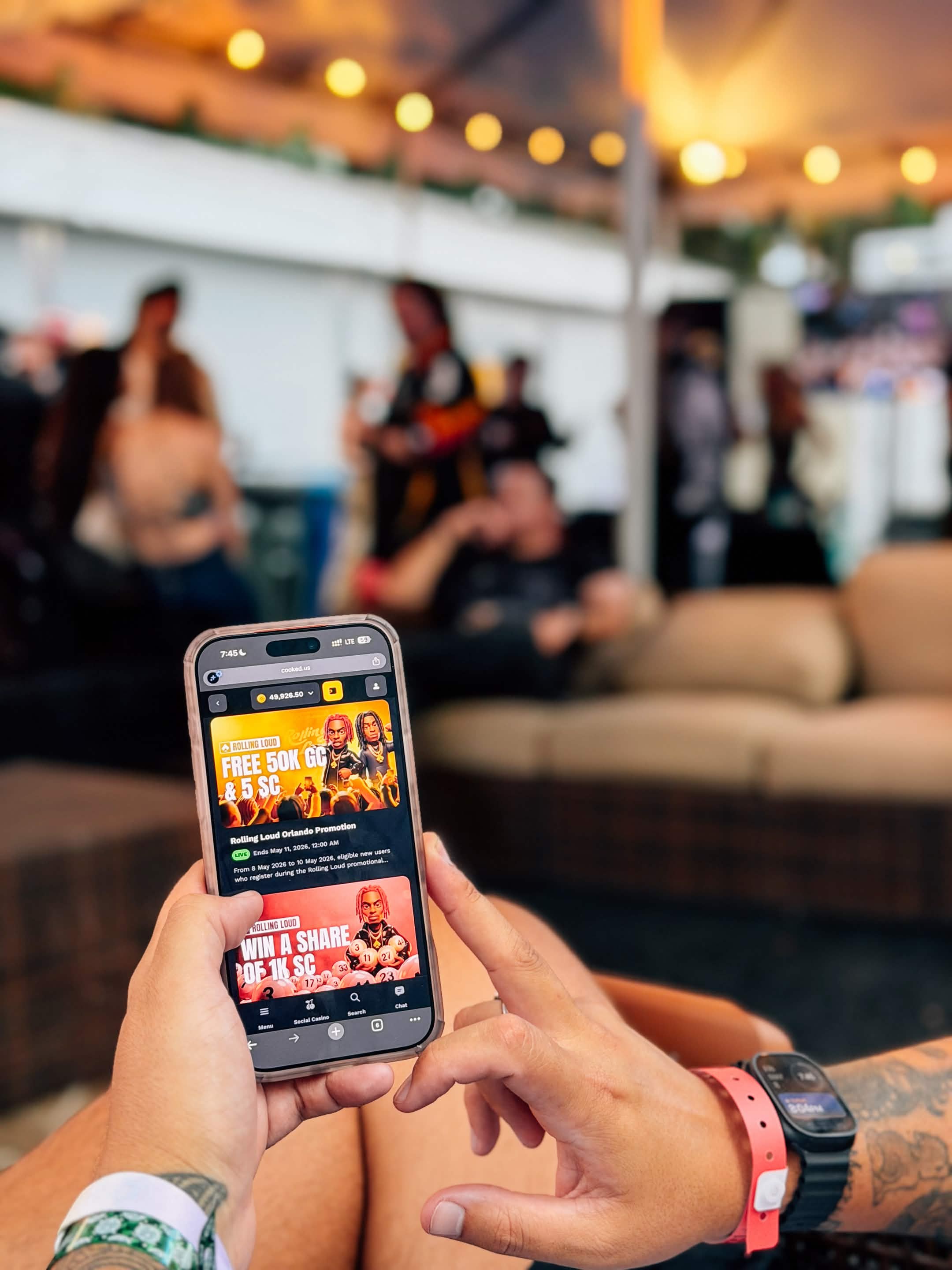 Cooked.com app open at Rolling Loud showing the HYPR built promotion
