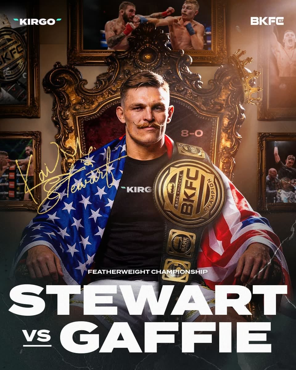 Kirgo BKFC featherweight championship creative for Kai Stewart vs Gaffie, designed by HYPR