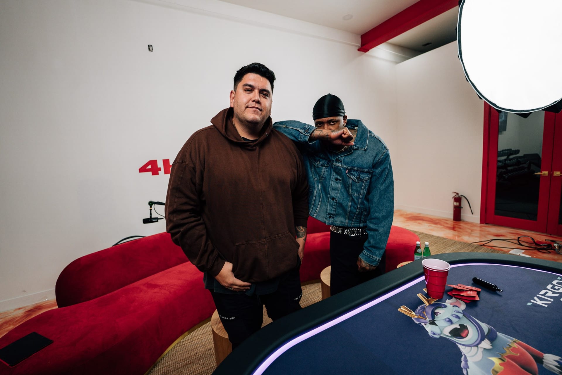 Rapper YG and Aiden Hiko playing Kirgo Casino at the 4Hunnid studio