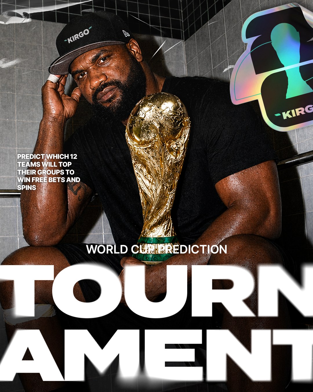 Rampage Jackson with the FIFA World Cup trophy in a Kirgo creative by HYPR