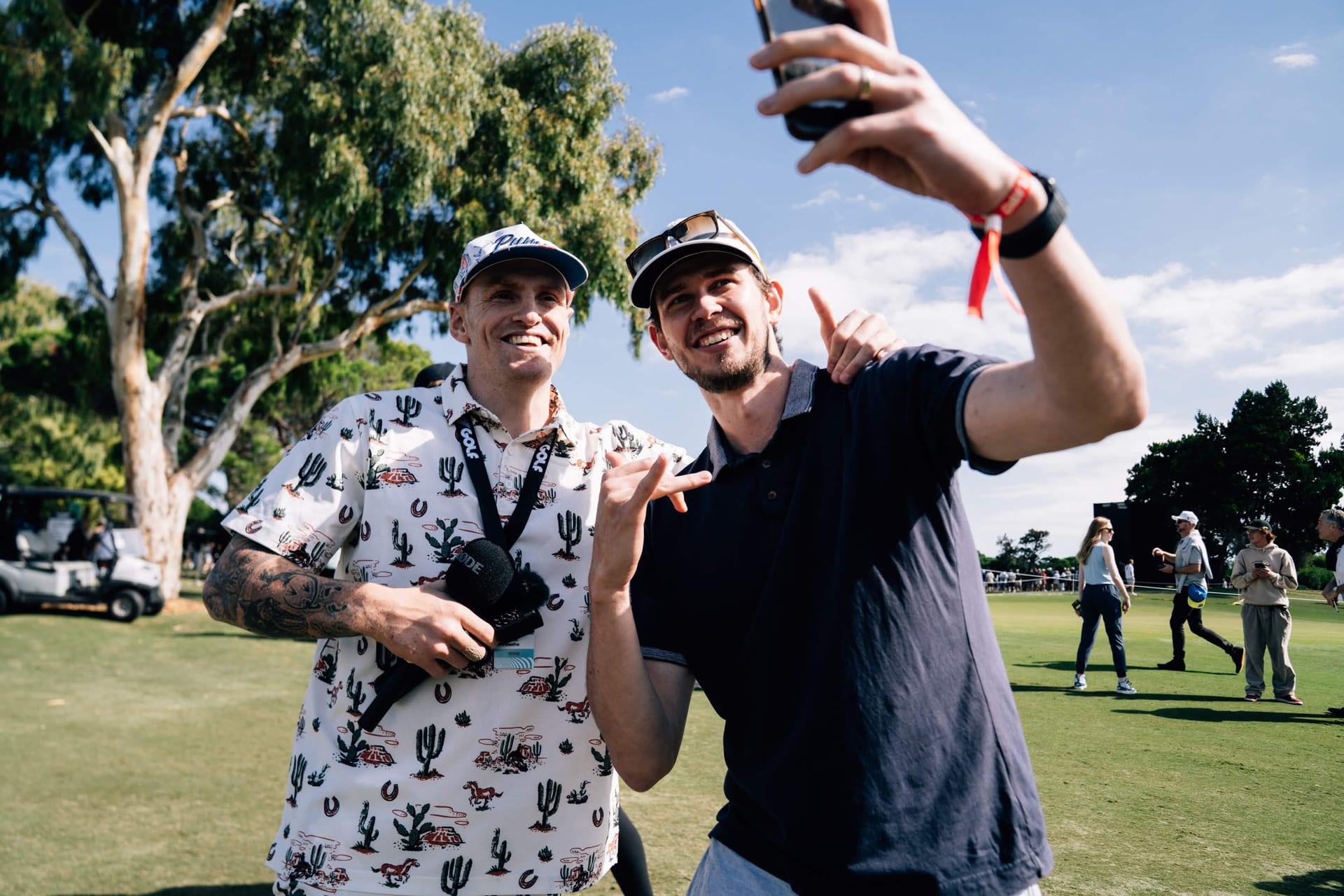 Mitch Robinson taking a fan selfie at the LIV Golf Adelaide takeover